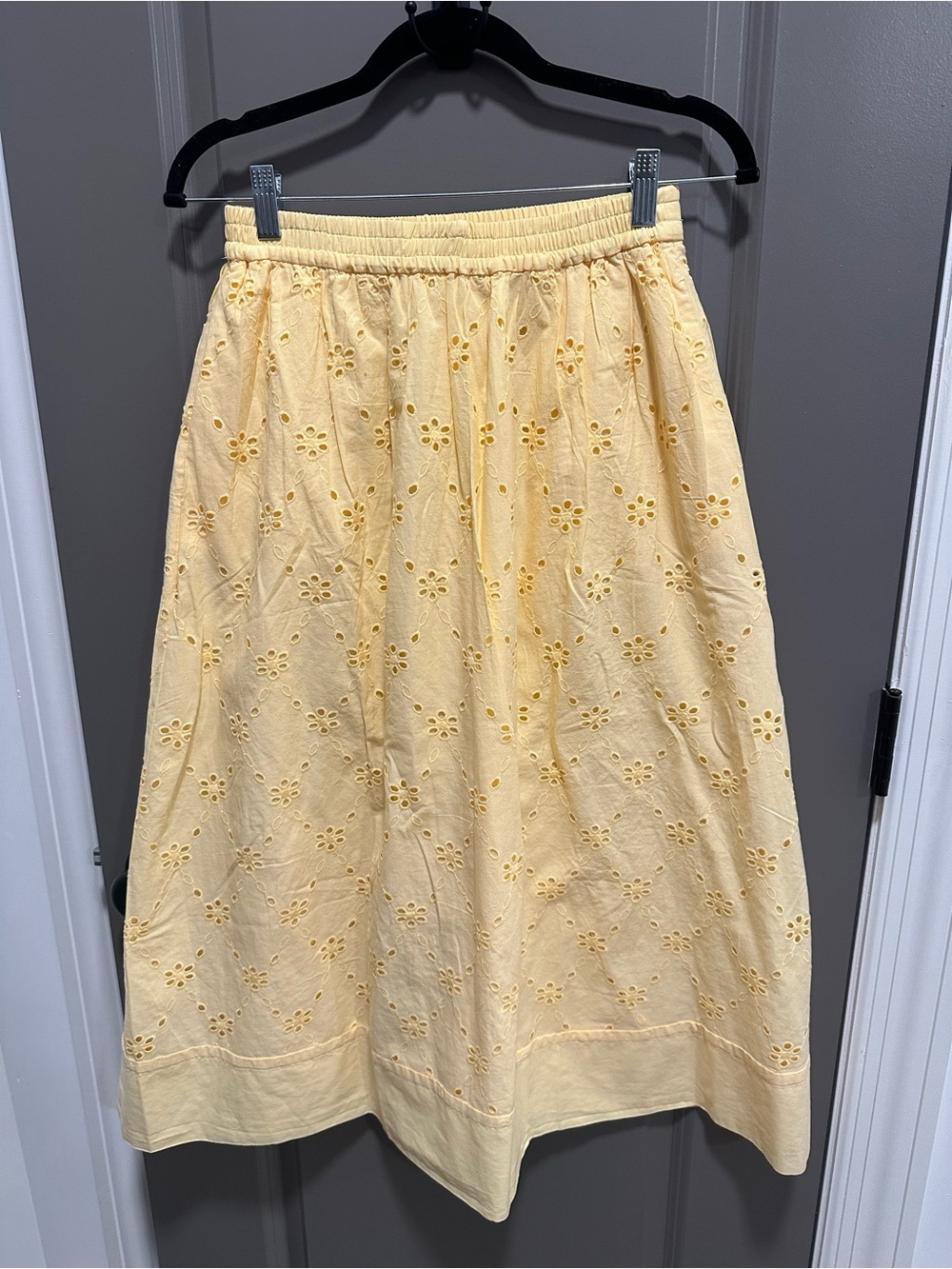 J. Crew Factory Pale Yellow Eyelet A-Line Skirt
